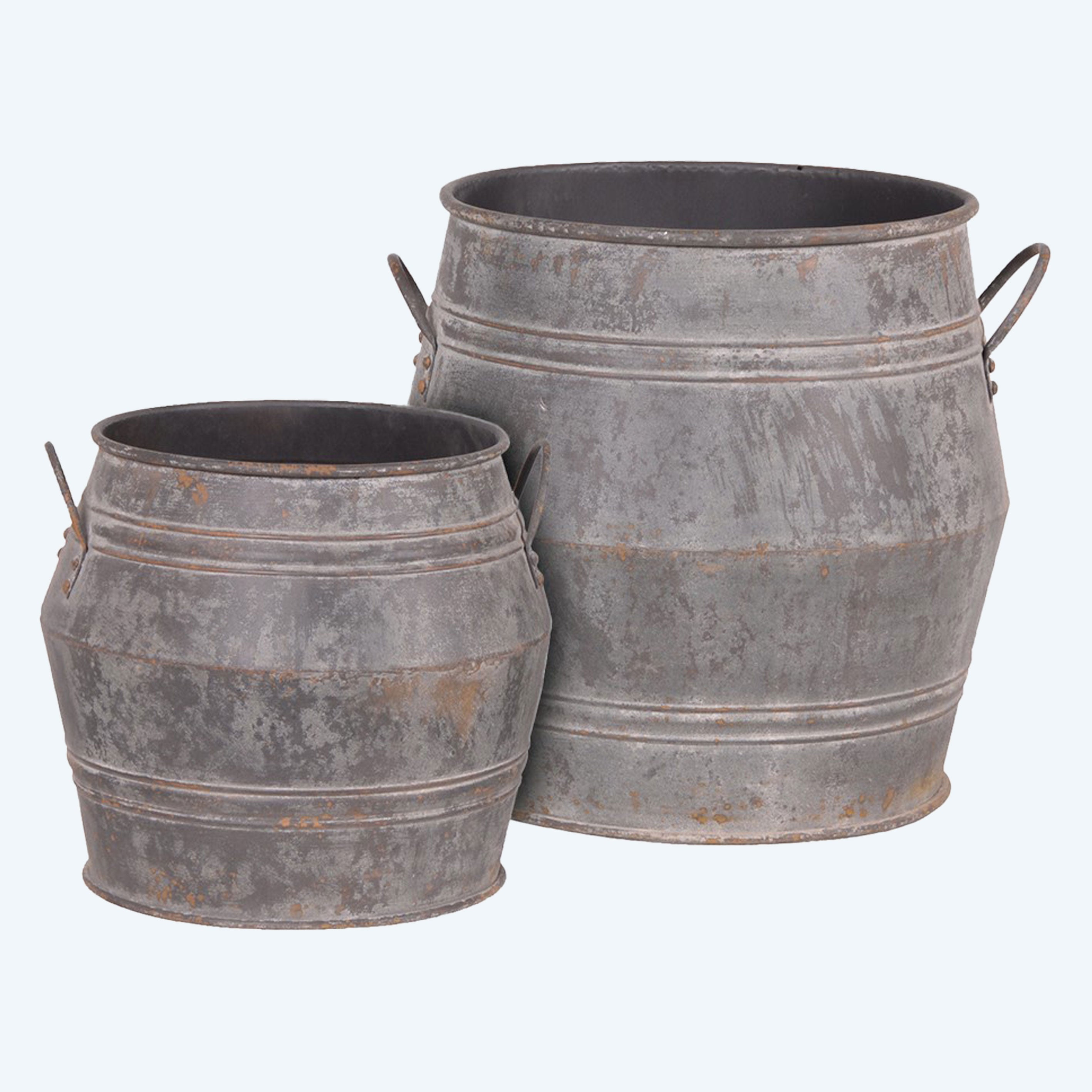 Set of 2 Large Metal Buckets