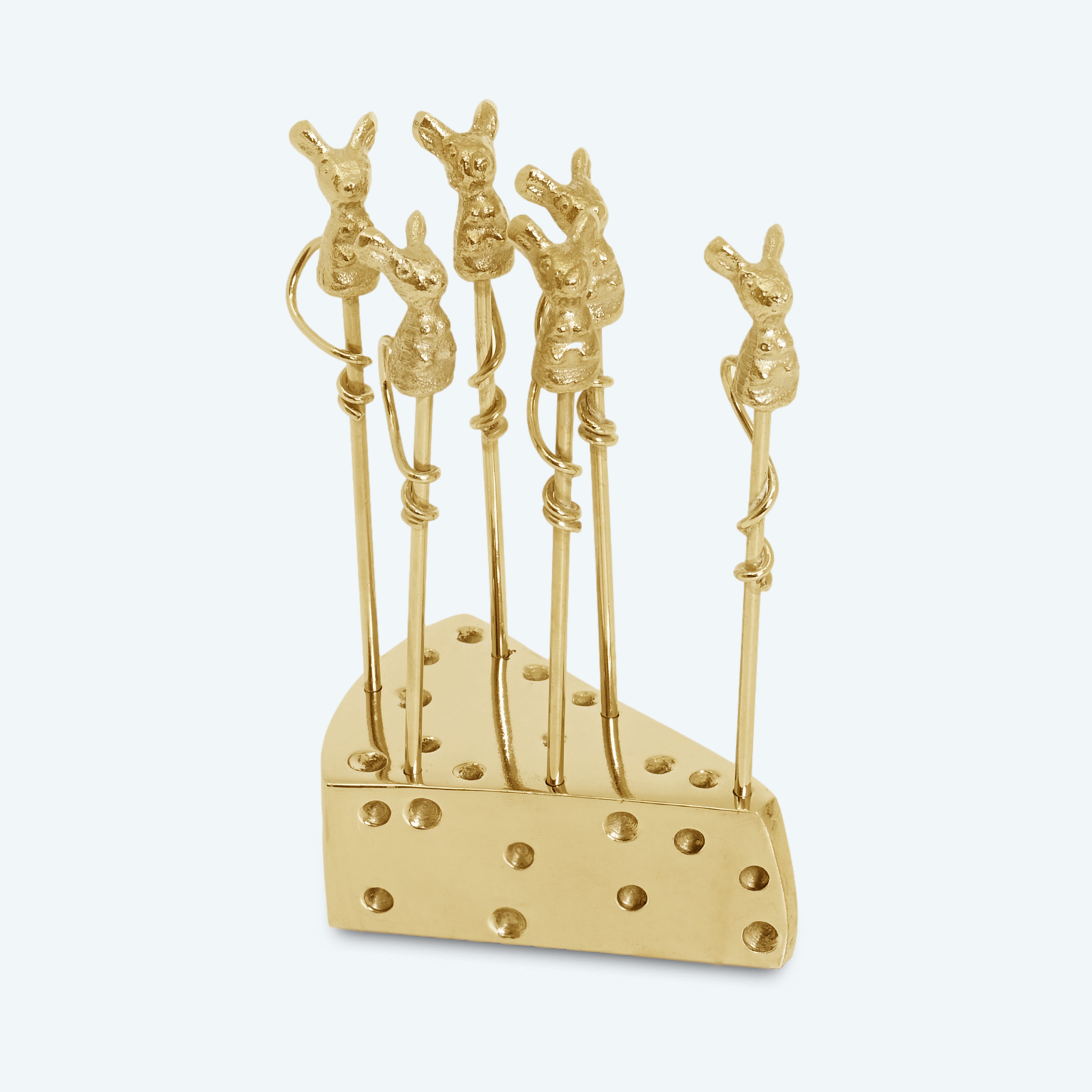 Golden Mouse Cheese Wedge Holder - Pick Set