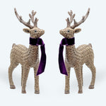 Pair Of Purple Resin Rattan Deer - Decor