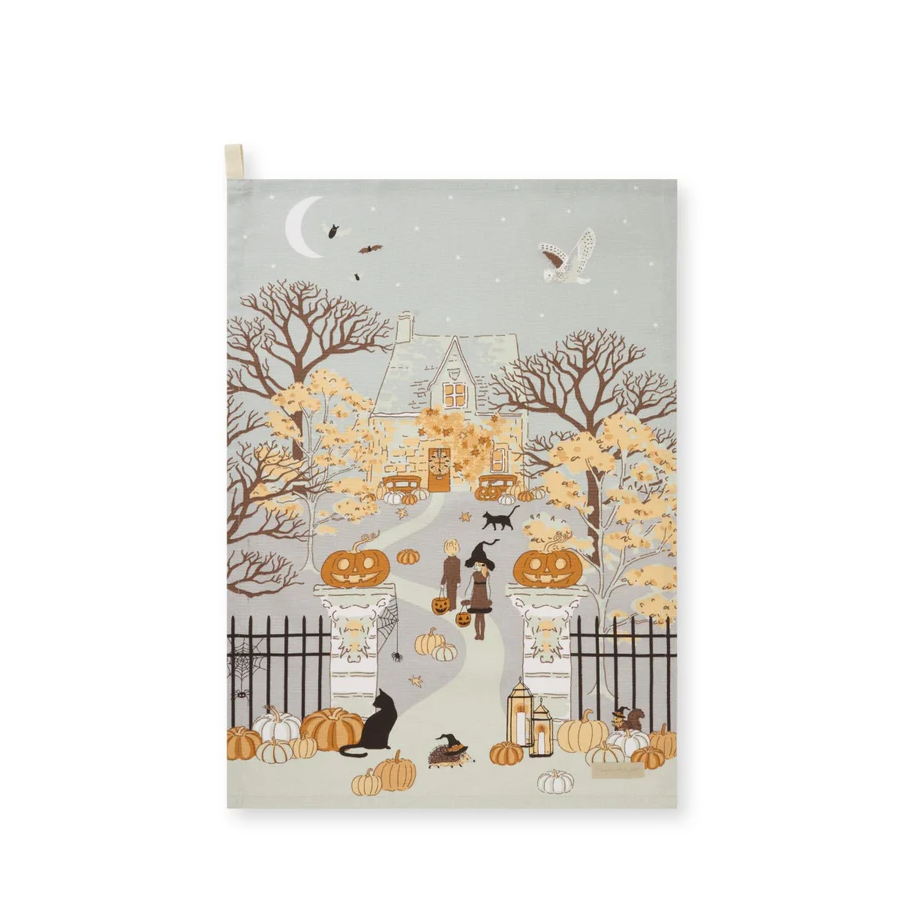 Trick or Treat Scene Tea Towel - Tea Towel