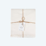 Ivory Linen Tablecloth With Fringes - Tablecloth